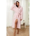 thumbnail image 3 of HEARTNICE Womens Hooded Fleece Robe, Long Fluffy Thick Warm Plush Bathrobe,(Light Pink,L-XL), 3 of 5