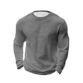 thumbnail image 1 of aohooy Chandail Thermique en Tricot Gaufré pour Homme Grande Taille - Léger, Col Rond, Manches Longues, Basique, Décontracté, Chandail de Dessous Gris, P, 1 of 7