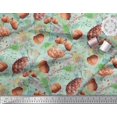 thumbnail image 2 of Soimoi Green Satin Silk Fabric Apricot,& Oaknut Fruits Print Sewing Fabric BTY 42 Inch Wide, 2 of 3