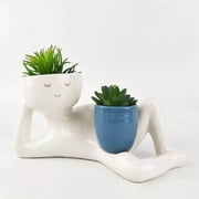 Lazy Guy Planter, 2025 New Cute Face Planter Pot, Resin Flower Head Planters, Funny Plant Pots Flower Succulents Planter, Unique Lying Down Figure Succulent Pots for Home Garden Decor