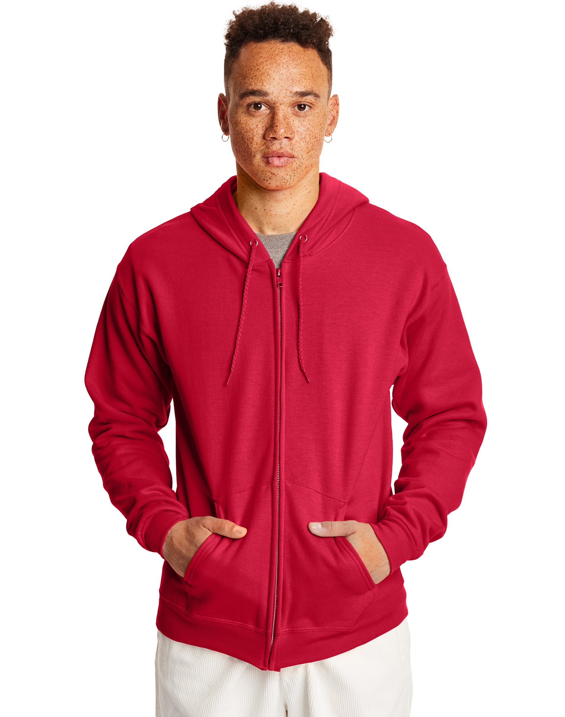 Hanes Mens ComfortBlend EcoSmart Full Zip Hoodie, 2XL, Deep Red