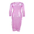 thumbnail image 5 of Robe en Maille Transparente Pailletée pour Femmes avec Strass Robes Maxi Scintillantes pour Fête Boîte de Nuit Soirée, 5 of 5
