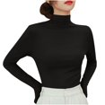 thumbnail image 1 of GigrtiJin Women's Turtleneck Long Sleeve Shirts Lightweight Slim Tops Summer Solid Color Basic Tight T Shirts Tee, 1 of 3