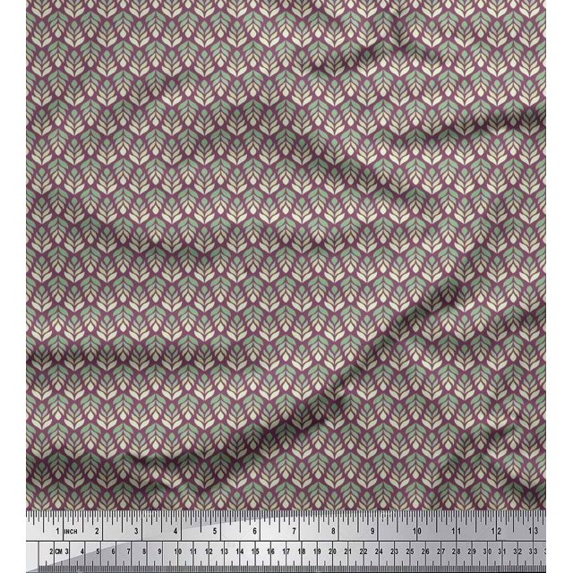 Soimoi Poly Georgette Fabric Leaves Small Print Fabric by The Yard 42 Inch Wide