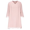 thumbnail image 4 of Ovzne Robes pour Femmes Robe d'Été Mode pour Femmes Aguichant à Col en V Manches 3/4 Unie à Franges Robes Robe de Vacances Liquidation, 4 of 6