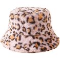 thumbnail image 1 of LinYooLi Trendy Winter Unisex Bucket Hats Leopard Warm Soft Fluffy Fisherman Hat Travel Outdoor, 1 of 5