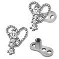 thumbnail image 3 of KLKCMS 2 Pcs Hauts d'Ancrage Dermique et Base en Acier Titane Bijoux de Perçage Cœurs Cœur 2, 3 of 9