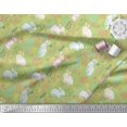 thumbnail image 3 of Soimoi Green Velvet Fabric Leaves & Rabbit Animal Printed Fabric 1 Yard 58 Inch Wide, 3 of 5