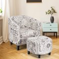 thumbnail image 3 of Costway Baril d'Accent Moderne Baignoire Rembourré Chaise Imprimé Français W / Pouf, 3 of 10