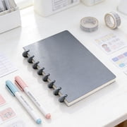 Paper Notebooks Mushroom-Shaped Loose-Leaf Notebook Gray A5 Button Fastened Ring Binder for School Office and Journaling(1Pc) by JASKFLY
