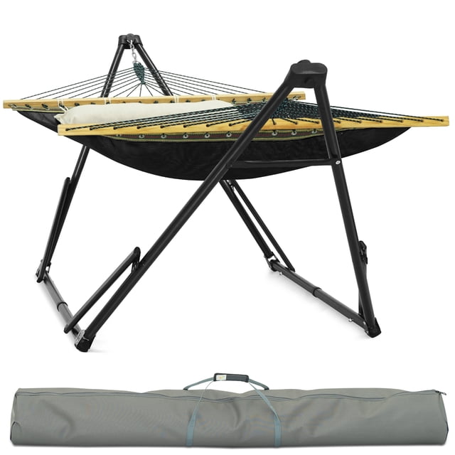 Tranquillo Support de Hamac Ajustable Unity, Hamac et Support de Camping Pliables, Support de Hamac Double en Acier Capacité de 800 Lb pour 2 Personnes, Support Préassemblé de Qualité Supérieure pour Intérieur Extérieur, Noir