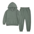 thumbnail image 1 of Zxxddp Fall Outfits Toddler Boy Spring Winter Solid Long Sleeve Hooded Simple Style Sweatshirt Velvet Pants Set Clothes Suit, 1 of 2