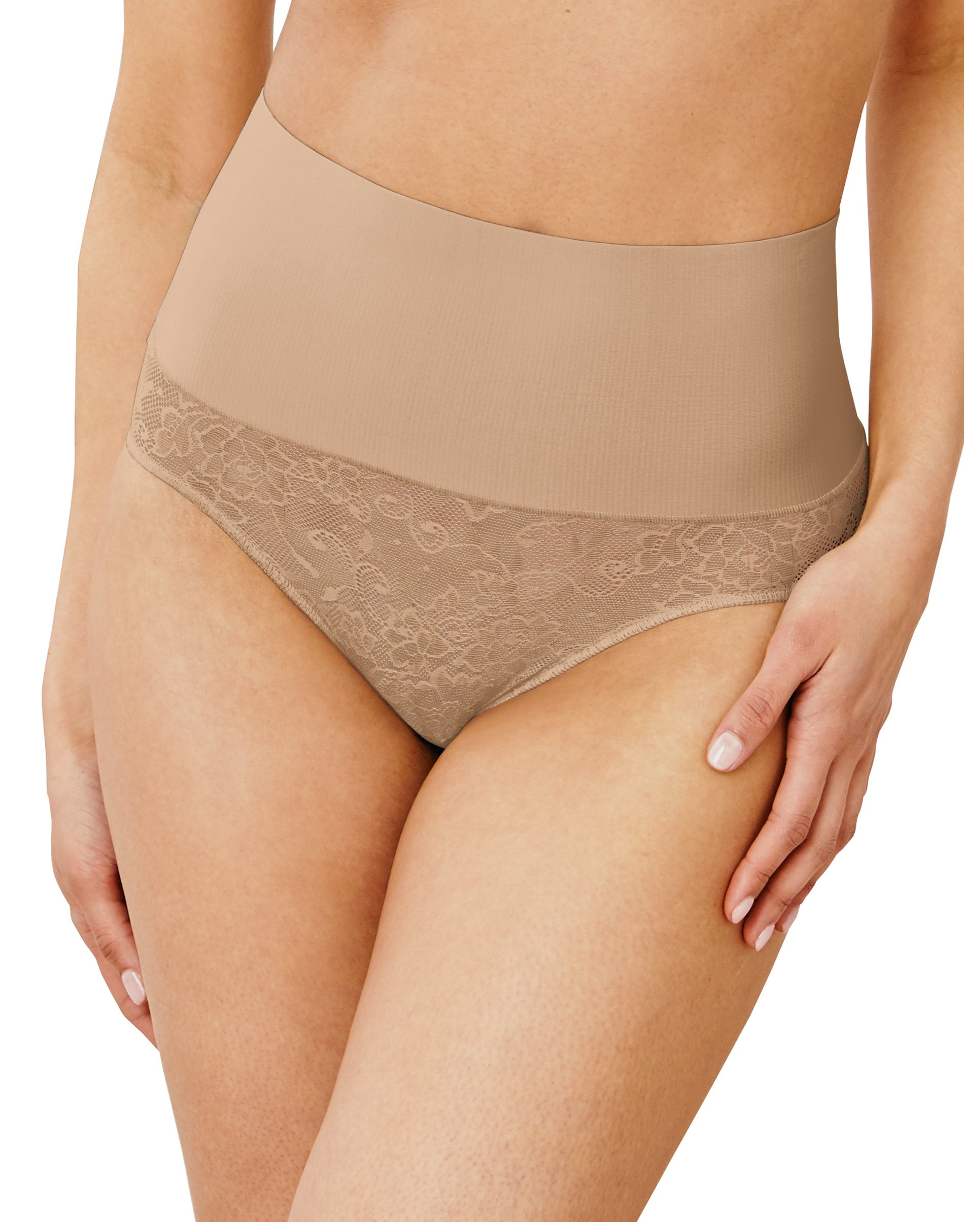 Maidenform Culotte Femme Tame Your Tummy, L, Beige Swing Lace