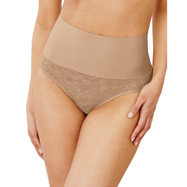 Maidenform Culotte Femme Tame Your Tummy, L, Beige Swing Lace