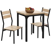 HOMCOM Dining Table Set for 2, Square Kitchen Table and Chairs Natural