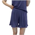thumbnail image 2 of Timegard Womens Pjs Shorts Ruffle Elastic Waist Loose Soft Loungewear Solid Color Pajamas Shorts Summer, 2 of 4