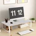 thumbnail image 3 of A Monitor Riser Stand With Desktop Storage Shelf, Wooden Construction For Elevating Your Screen To Ergonomic Height And Organizing Office Desk Accessories, 3 of 6