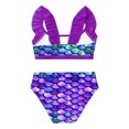 thumbnail image 4 of Sxiwei Little Gilrs Two Pieces Fish Scales Tankini Swimsuits Ruffle Top Bottoms Bathing Suit Purple 10, 4 of 6