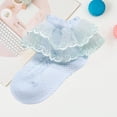 thumbnail image 2 of Splozh Girl Ruffle Dress Ankle Socks Spring and Autumn Cute Cotton Socks Delicate Embroidery Lace Socks Lace Princess Socks Blue,1-2 Years, 2 of 3
