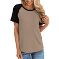 thumbnail image 2 of Yuyuzo T Shirts for Women Summer Short Sleeve Casual Basic Tops Color Block Blouses Comfy Tunic Tops, 2 of 5