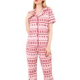 thumbnail image 2 of Matching Family Christmas Pajamas Set Deer Snowflake Print Lapel Neck Button-Front Pajamas Matching Couples,Kids,Adults, 2 of 4