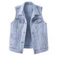 thumbnail image 1 of Gilet Sans Manches à Boutons devant pour Femmes, Col Rabattu, Coupe Ajustée, Gilet Décontracté en Polyester, Noir, Longueur Régulière, pour le Travail Ou les Fêtes, 1 of 8