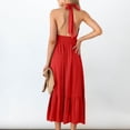 thumbnail image 3 of Robe d'Été pour Femmes à Col Licou Croisé Sans Manches, Couleur Unie, Découpes, Dos Nu, Fluide, Ligne A, Robe Maxi, 3 of 5