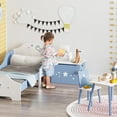 thumbnail image 2 of Qaba Kids Wooden Toy Storage Box Organizer Chest with Gas Stay Bar Seating Bench 21.75" x 13.5" x 14" Blue, 2 of 10