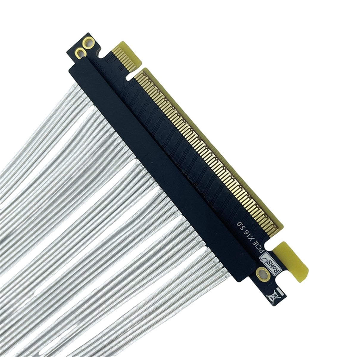 PCIe 5.0 X16 GPU Graphics Card Extension Cable PCI-E 5.0 Gen5 64GB/S Silver-Plated Cable 90°Right Angle Riser Cable 15cm,1 * PCIe 5.0 X16 GPU Graphics Card Extension Cable,Silver