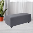 thumbnail image 3 of SNNROO Housse Extensible pour Pouf d'Intérieur, Jacquard, Rectangulaire, Housse de Repose-Pieds, Gris Foncé, Très Grand, 3 of 7
