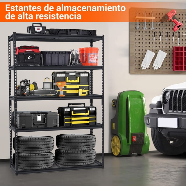 QinaQin Étagère de Garage Robuste, Étagères de Rangement en Métal à 5 Niveaux Réglables avec Capacité de 2500 Lb