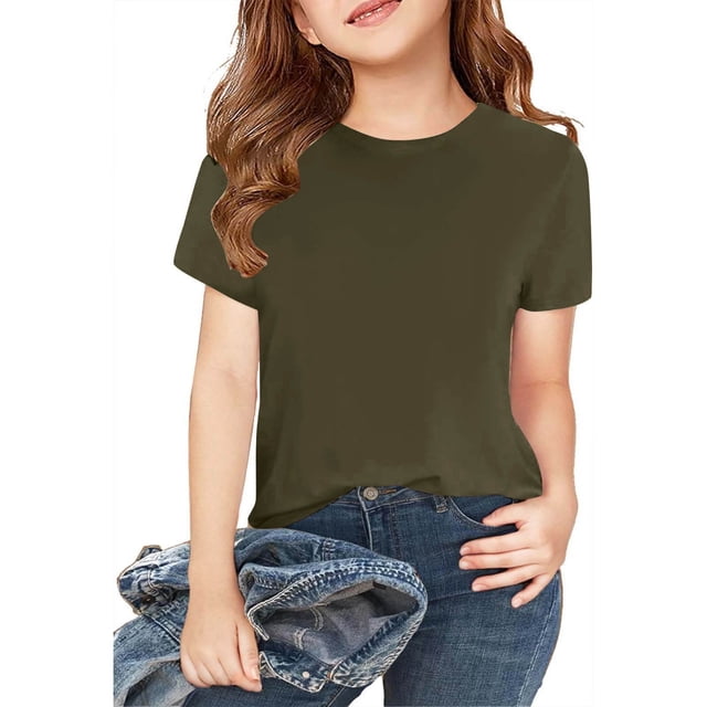 Plebaso Lot de 3 T-Shirts en Coton pour Enfants, Manches Courtes, Col Rond, Chandails Décontractés Unis Basiques, Hauts pour Unisexe