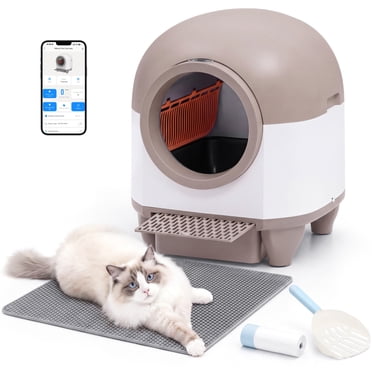 Homall Self Cleaning cat Litter Box with App Control, Automatic Cat Litter Box for Multiple Cats with Safety Protection/A Complimentary Garbage Bag