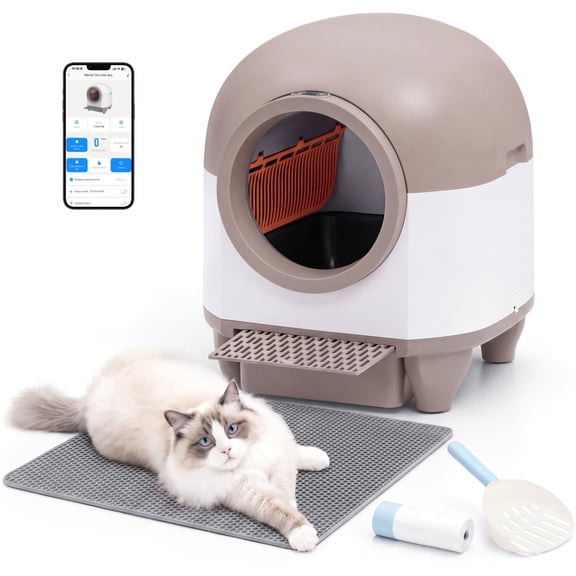 Homall Self Cleaning cat Litter Box with App Control, Automatic Cat Litter Box for Multiple Cats with Safety Protection/A Complimentary Garbage Bag