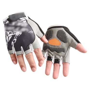 GPOECD Kids Outdoor Sports Exercise Cycling Gloves Half Finger Open Finger Gloves Non- for Sports (4Y-12Y) Fingerless Gloves 02_Black,10-12
