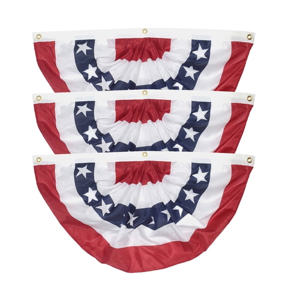 American Pleated Fan Flag,Patriotic Half Fan Banner American Flag Decoration Bunting for Outside Red White and Blue Flag,4th of July Decorations,Large Patriotic USA Pleated Fan Flags,3pc