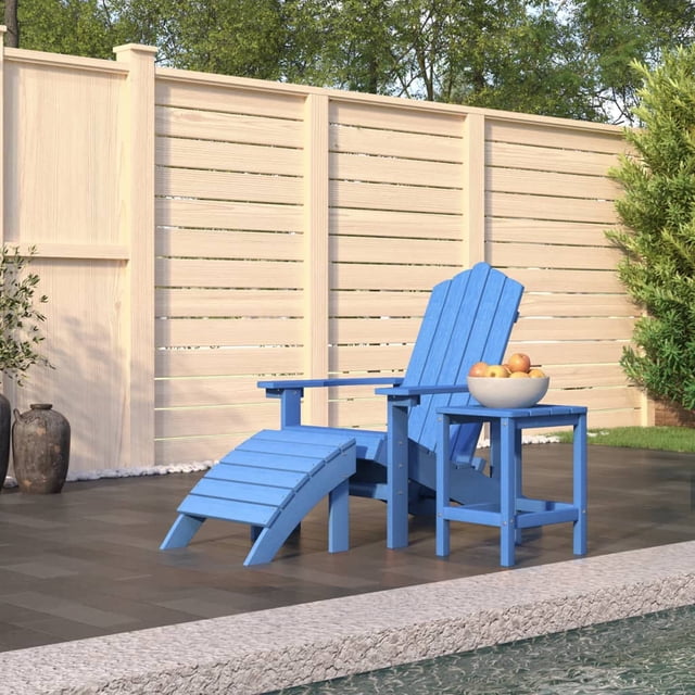 vidaXL Chaise Adirondack de Jardin avec Repose-Pieds et Table HDPE Bleu Aqua