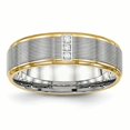 thumbnail image 1 of Stainless Steel Polished Yellow IP CZ Grooved Comfort Back Ring 9 Size, 1 of 7