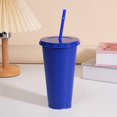 thumbnail image 1 of Assorted solid color reusable 710ml 24oz plastic cup cold cup coloured cup takeaway straw cup glasses with straw and lid, 1 of 5