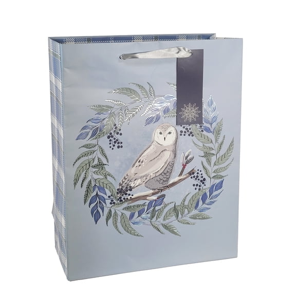 Holiday Time Large Blue Owl Christmas Paper Gift Bag