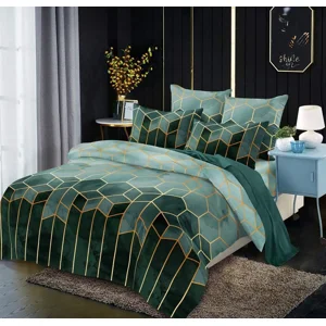Literie rayée vert foncé vert 135x200 2 pièce en microfibre literie sertie couverture couette géométrique couverture couveie moderne literie