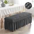 thumbnail image 4 of Long Bench Cover Bench Seat Furniture Protector for Living Room Hotel Decor Dark Gray, 4 of 8