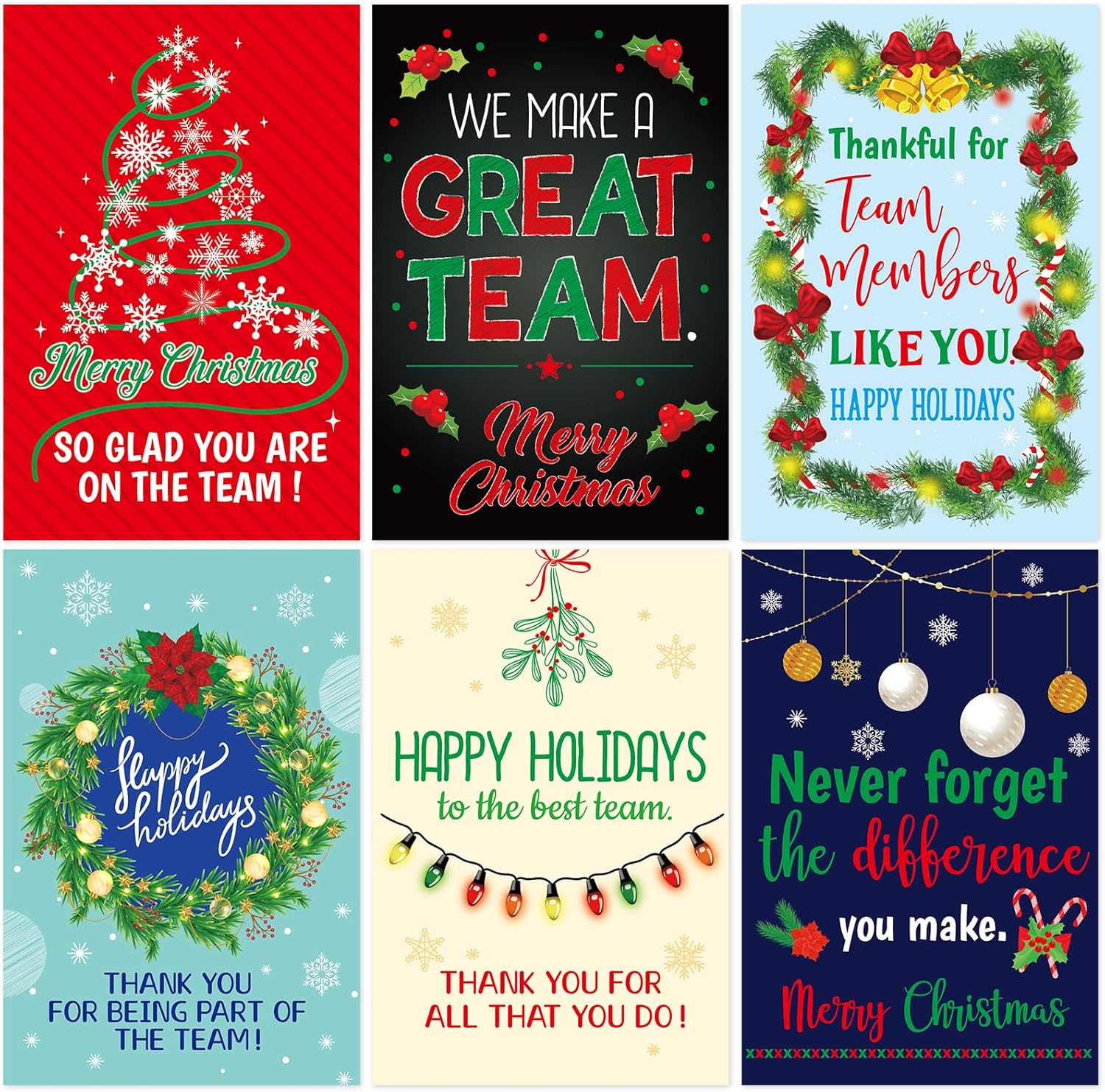 Holiday Cards for Employees Christmas Staff Appreciation Card Business Thank You Greeting Cards with Envelopes