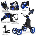 thumbnail image 2 of Goplus Folding 4 Wheels Golf Push Cart W/Bag Scoreboard Adjustable Handle Blue, 2 of 10