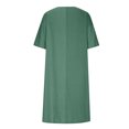 thumbnail image 2 of Birdeem Robe Décontractée à Manches Courtes en Coton et Lin Uni Col en V Printemps et Été pour Femmes, 2 of 6
