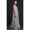 thumbnail image 4 of Bimba Robe de Nuit Bleu Pâle à Feuilles Florales et Roses pour Femmes, Nuisette Imprimée à Bretelles Spaghetti, Robe Maxi, Vêtement de Nuit, Petit, 4 of 5