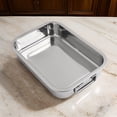 thumbnail image 4 of Stainless Steel Deep Roasting Tray Oven Pan Grill Rack Baking Roaster Tin Tray 25*18*5cm, 4 of 9