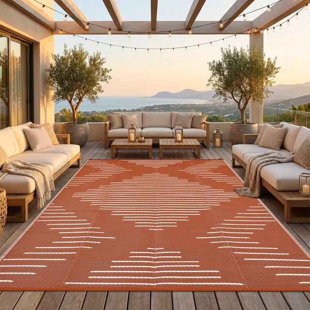 Tapis de Camping Extérieur – Tapis de Patio en Paille Plastique – Ligne Portable et Réversible – Comprend un Sac de Transport – Terrasse, Véranda et Cour Arrière