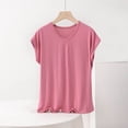 thumbnail image 2 of BLVB Plus Size Pajama Tops for Women Loose Fit V Neck Short Sleeve Soft Modal Sleep Shirts Loungewear, 2 of 6