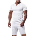 thumbnail image 2 of NTACZA Ensemble 2 Pcs pour Homme, Shorts, Manches Courtes, Survêtements Athlétiques, Grande Taille et Taille Forte, Col Ras du Cou, Survêtements pour Muscles, TG, 2 of 7